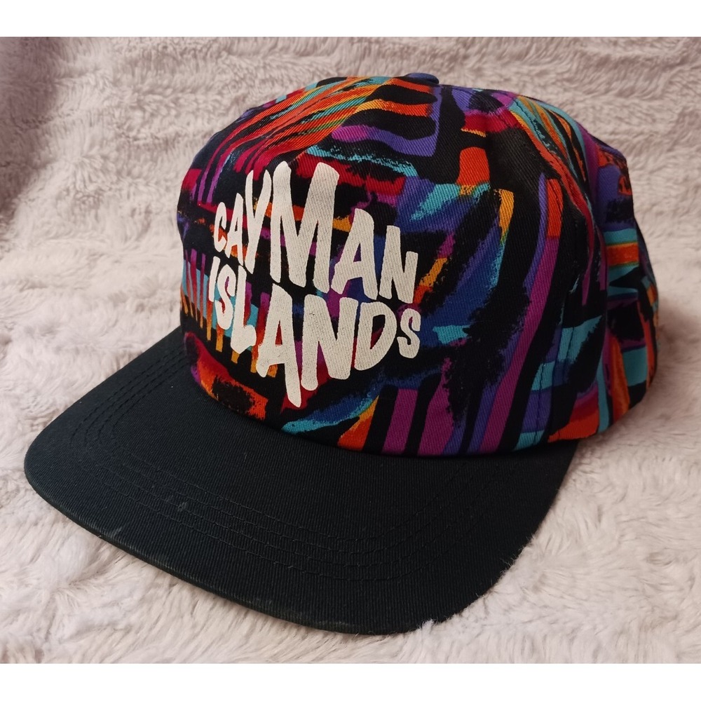 VTG Cayman Islands Souvenir Multicolor Abstract Snapback Hat Fresh Prince 80s90s